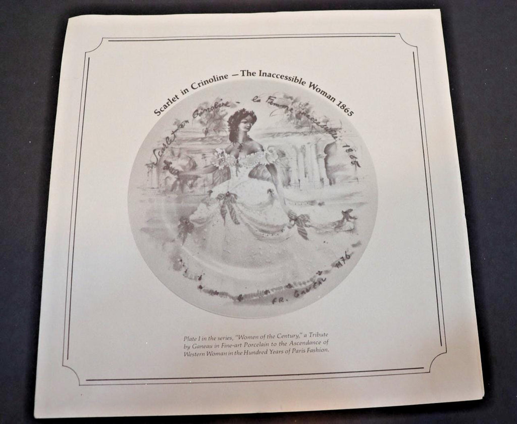 Limoges Porcelain Plate,  Scarlet Crinoline Woman (1865 Vintage Hand-Painted)