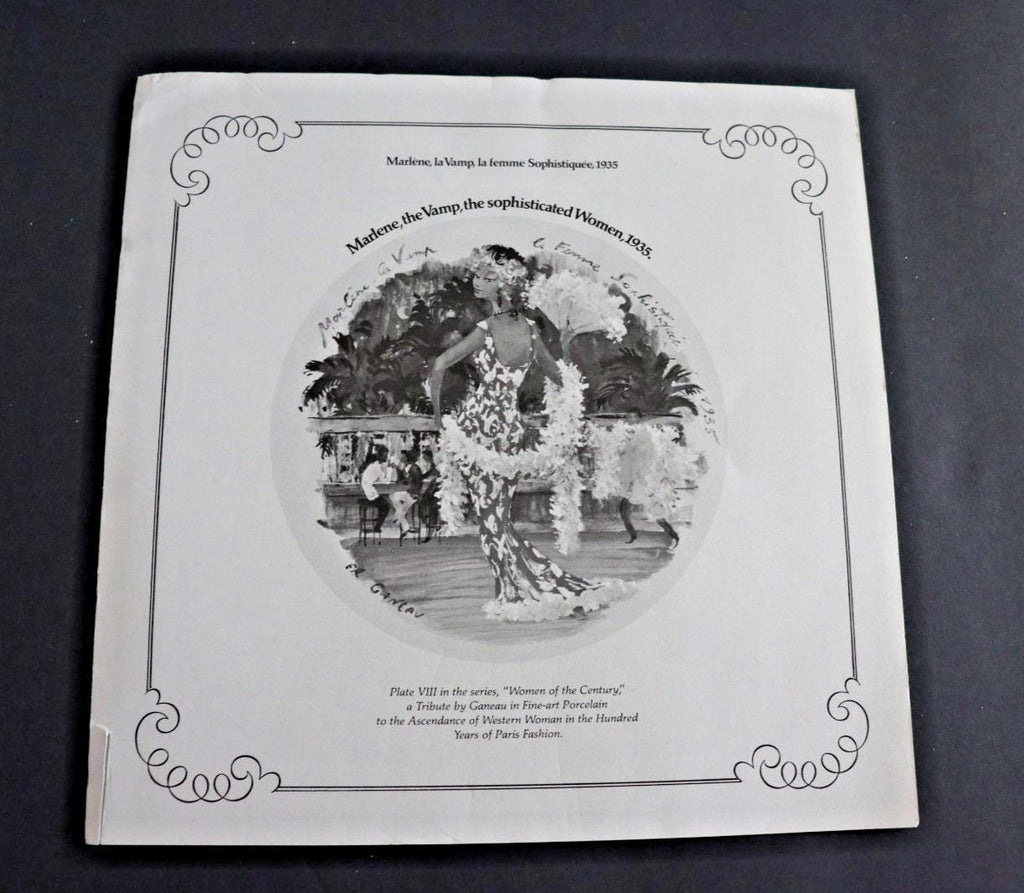 Art Deco Marlene Dietrich Plate - Vintage 1935 Limoges Porcelain
