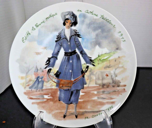 Limoges Porcelain Plate, Edith in 1915 Tailored Dress (Hand-Painted)