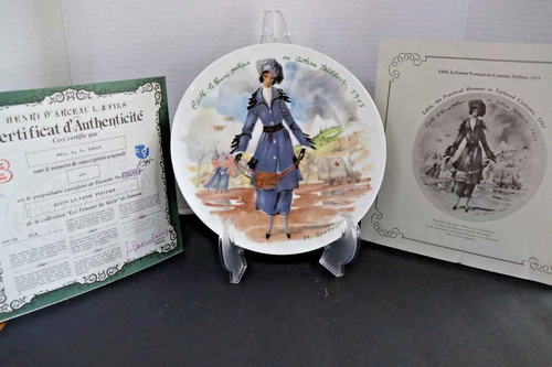 Limoges Porcelain Plate, Edith in 1915 Tailored Dress (Hand-Painted)
