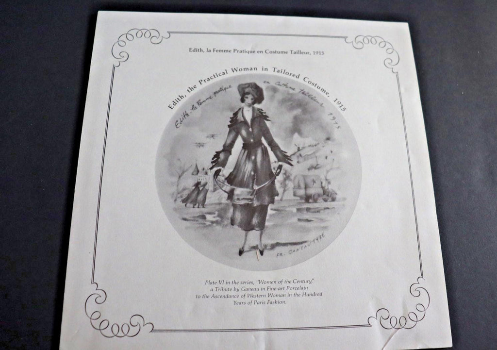 Limoges Porcelain Plate, Edith in 1915 Tailored Dress (Hand-Painted)