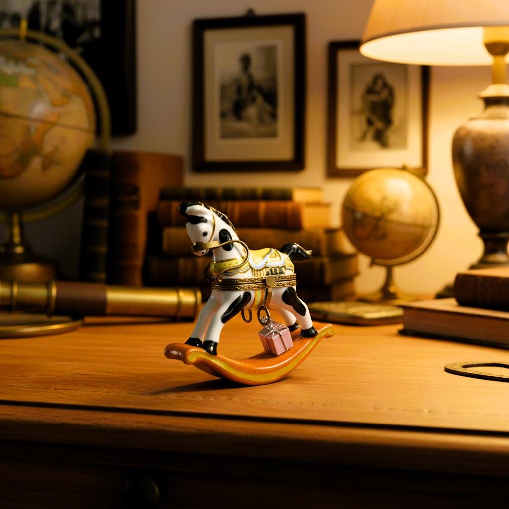 Rocking Horse with Gift Limoges Trinket Box