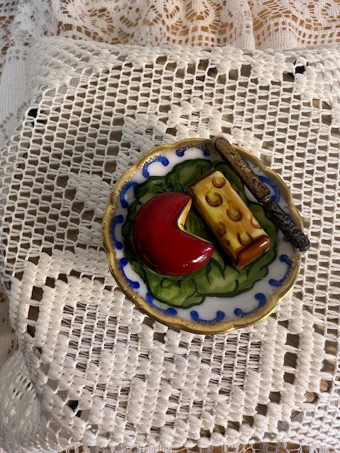 Limoges cheese plate trinket box damaged