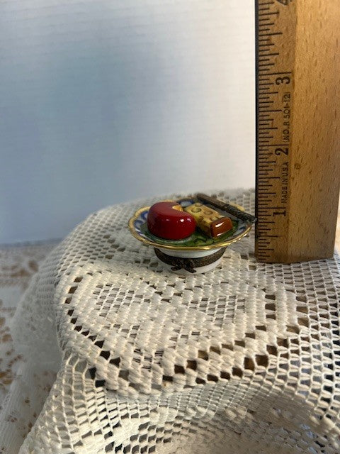Limoges cheese plate trinket box damaged