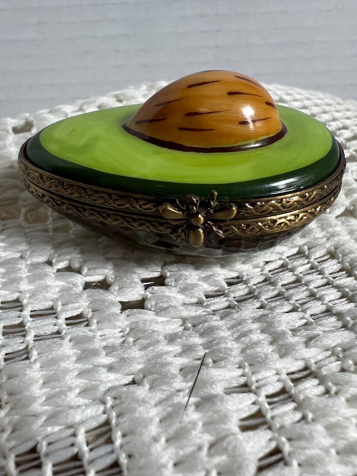 Limoges  trinket box small Avacado