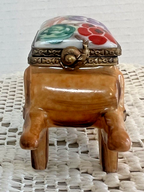 Limoges Trinket Box - Light brown Legumes wheel barrel with snail snap