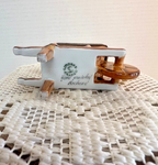 Limoges Trinket Box - Light brown Legumes wheel barrel with snail snap