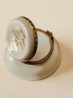 Vintage Limoges France hand painted pitcher and basin trinket box, floral porcelain vanity set