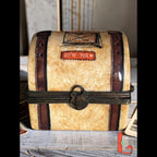 Vintage Parry Vieille Limoges France suitcase trinket box, hand painted New York Paris travel trunk
