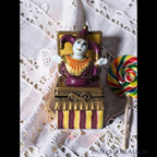 Vintage P.V. Limoges France hand painted jester jack-in-the-box porcelain trinket box