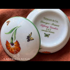 Tiffany & Co. Limoges France Tiffany Garden poppy and butterfly porcelain trinket box