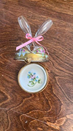 Artoria Limoges champagne toast trinket box, hand painted French porcelain with glass flutes, wedding anniversary collectible