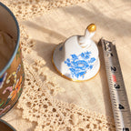 Herend hand-painted blue floral porcelain bell with gold trim, Hungary collectible