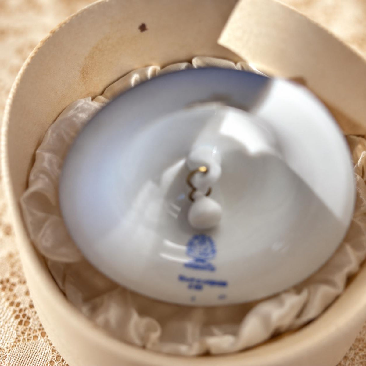 Herend hand-painted blue floral porcelain bell with gold trim, Hungary collectible