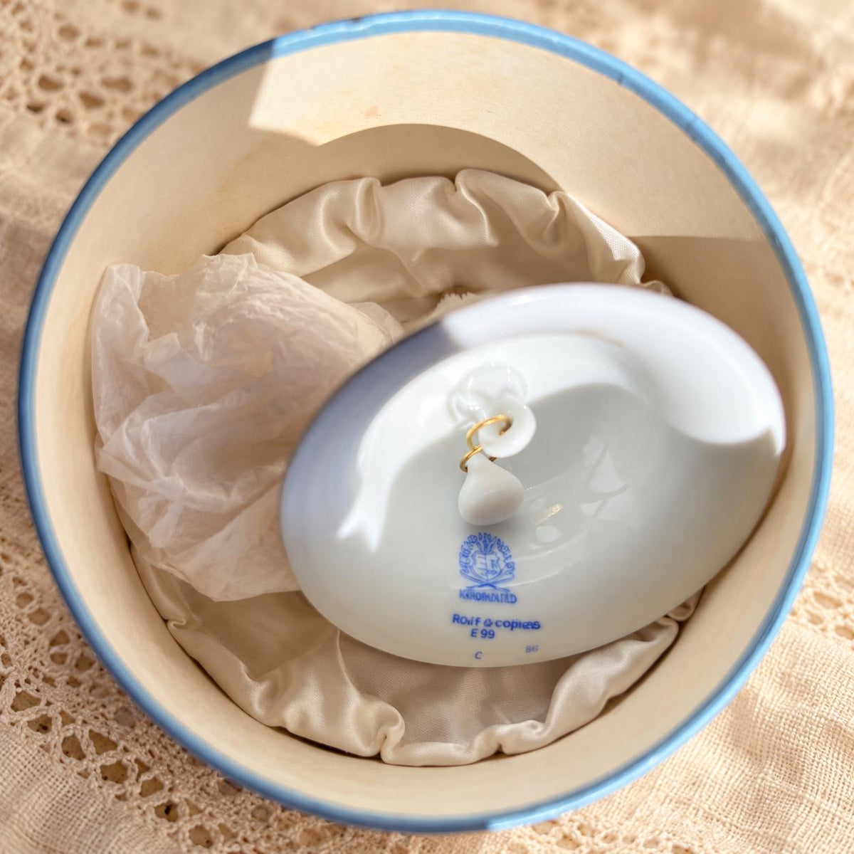 Herend hand-painted blue floral porcelain bell with gold trim, Hungary collectible