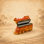 Limoges France red locomotive train trinket box