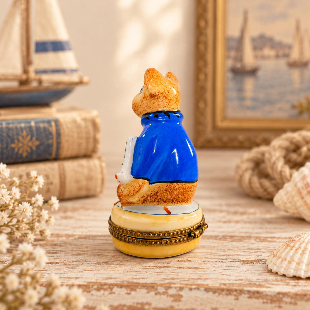 Rochard Limoges Sailor Teddy Bear Trinket Box