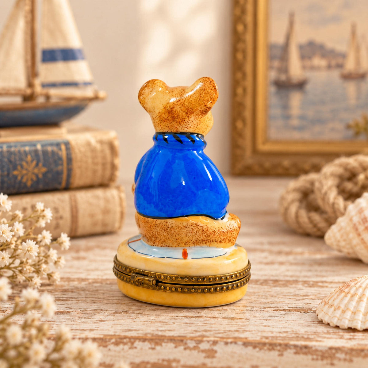 Rochard Limoges Sailor Teddy Bear Trinket Box