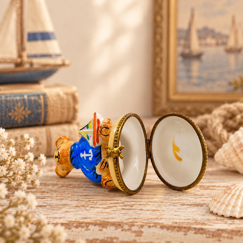 Rochard Limoges Sailor Teddy Bear Trinket Box