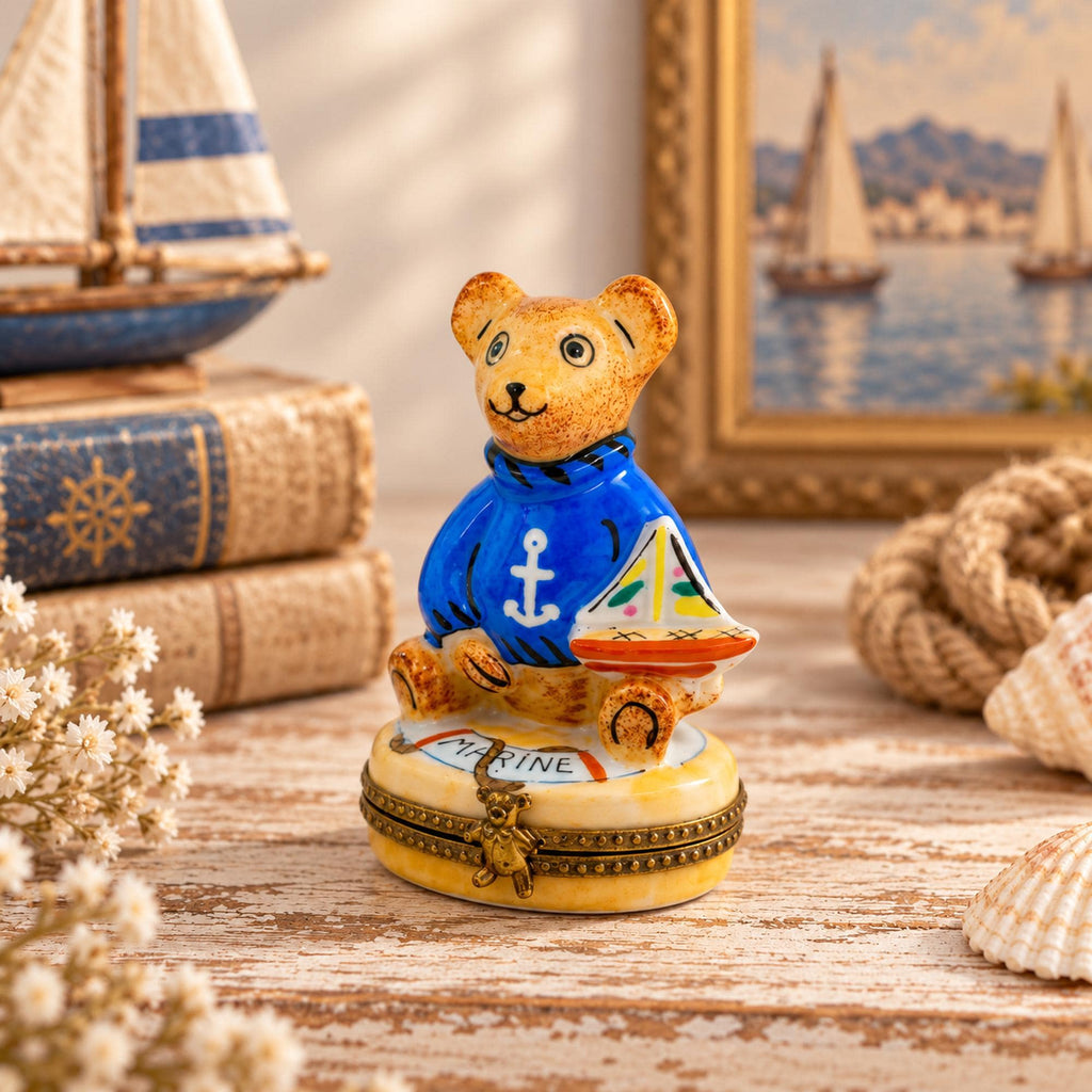 Rochard Limoges Sailor Teddy Bear Trinket Box