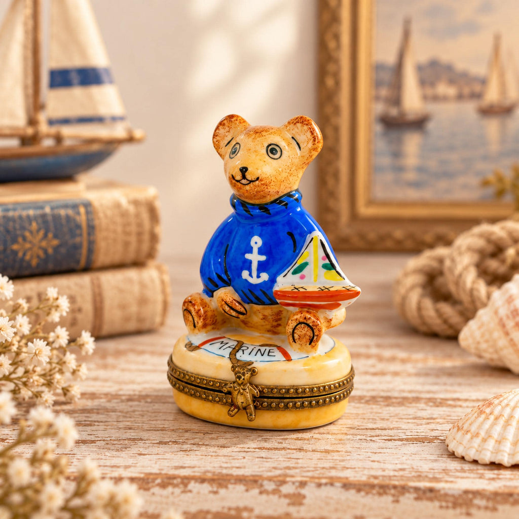 Rochard Limoges Sailor Teddy Bear Trinket Box