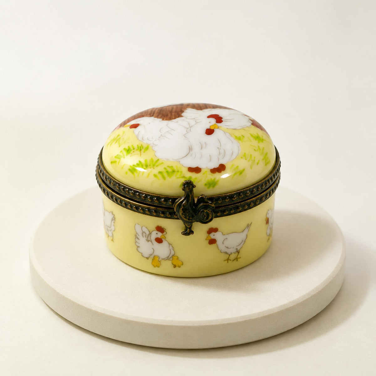 Three French Hens Limoges trinket box, 12 Days of Christmas