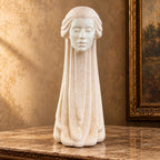 Woman in the wind ivory ceramic sculpture with flowing hair, Art Deco revival female bust