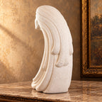 Woman in the wind ivory ceramic sculpture with flowing hair, Art Deco revival female bust