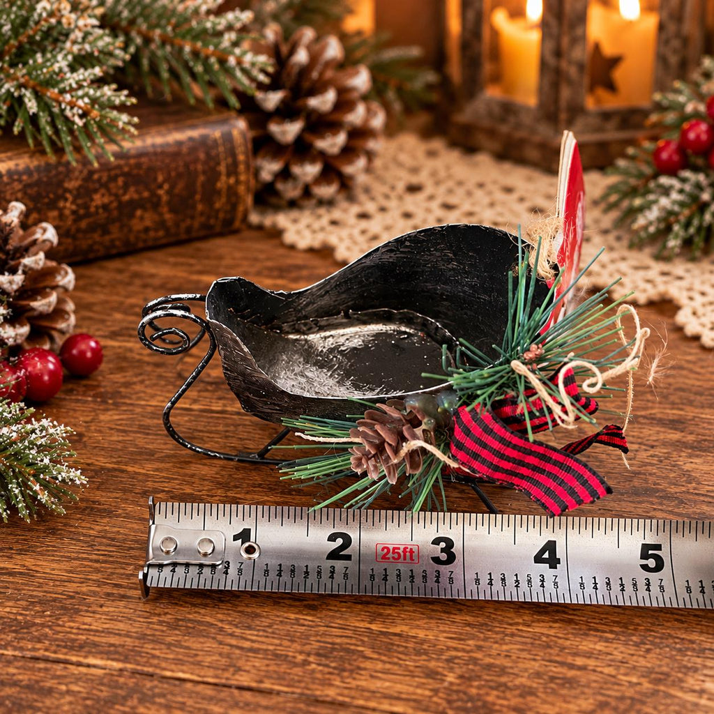 Rustic Christmas Collection, twig bird wreath, miniature black metal sleigh and star ornament