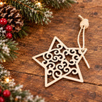 Rustic Christmas Collection, twig bird wreath, miniature black metal sleigh and star ornament
