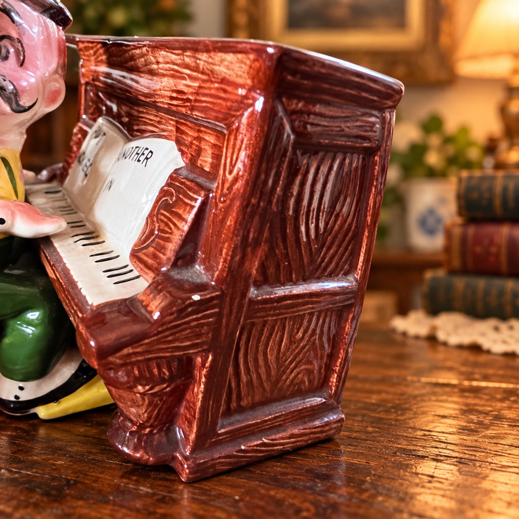 Retro ceramic piano player musical coin bank, Put Another Nickel In, Hand-painted novelty collectible