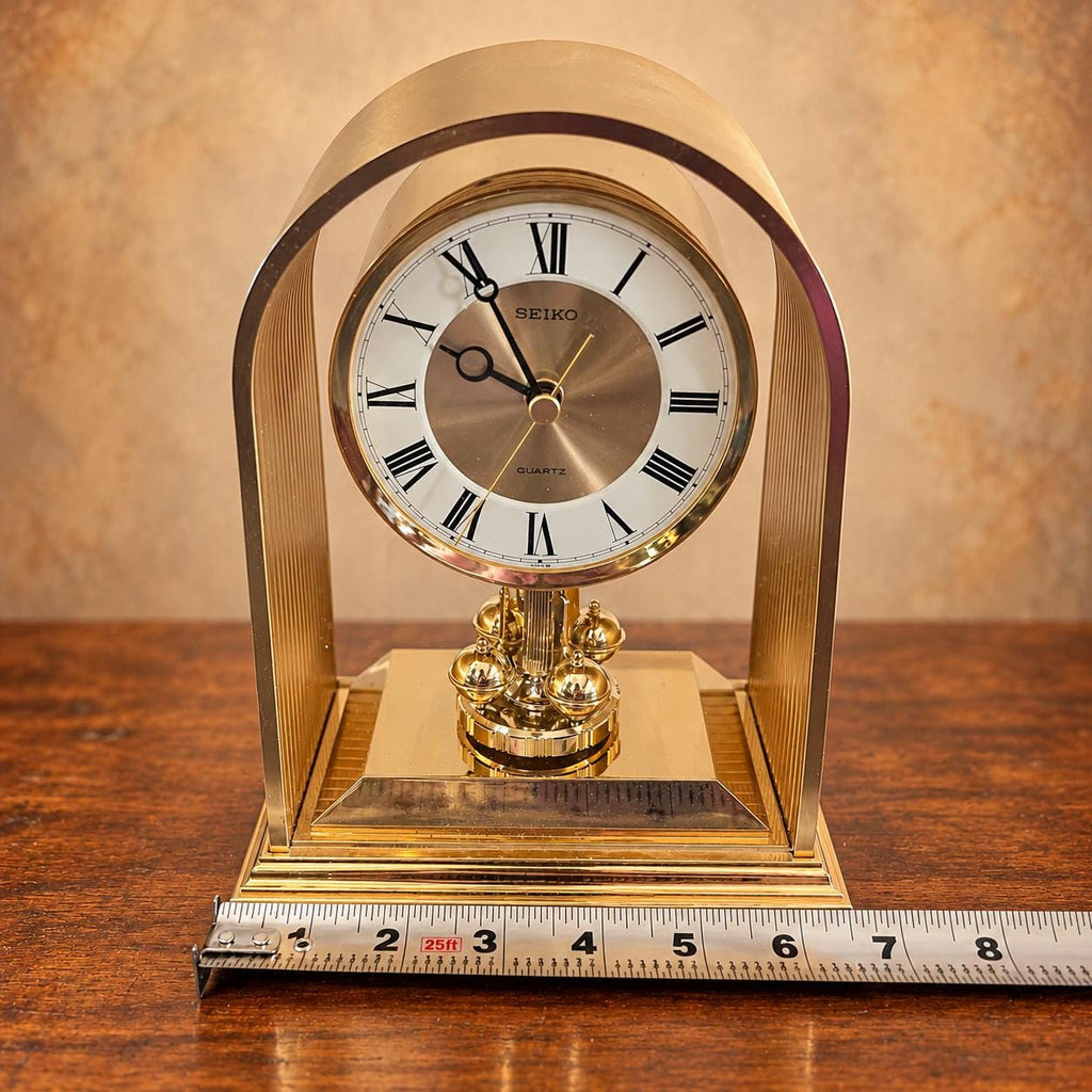 Seiko quartz anniversary mantel clock with gold-tone arch
