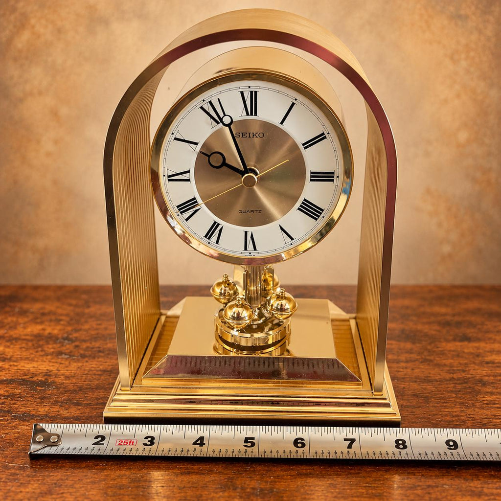 Seiko quartz anniversary mantel clock with gold-tone arch