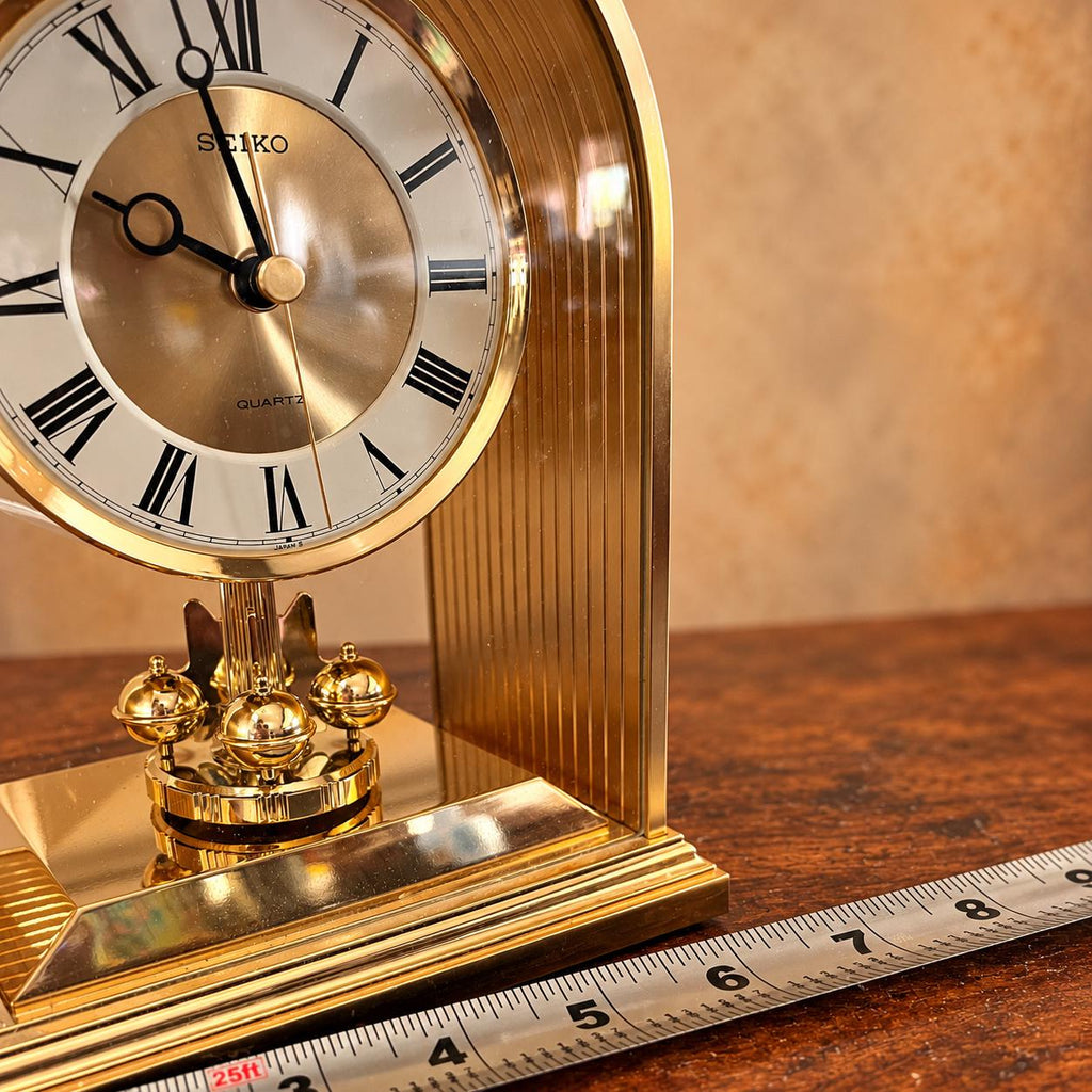 Seiko quartz anniversary mantel clock with gold-tone arch