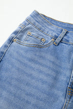 Jamie - Raw Hem Unique Cuffs Straight High Rise Loose Jeans