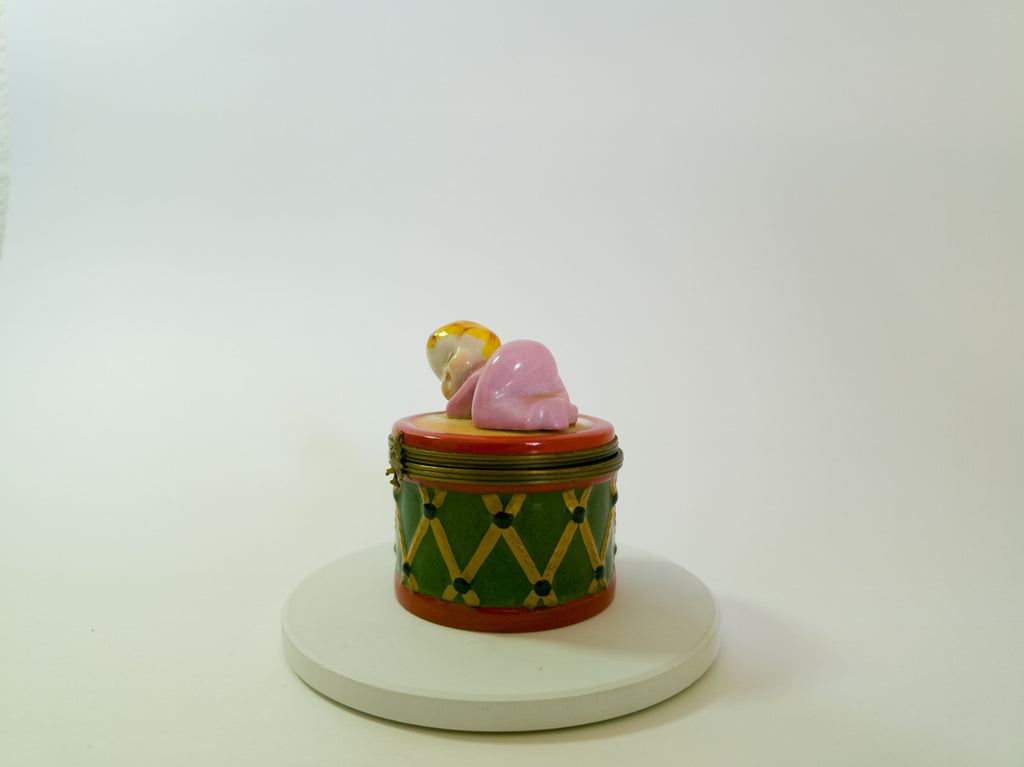 Baby Girl on Drum Limoges - LADYBIRD LAUGH