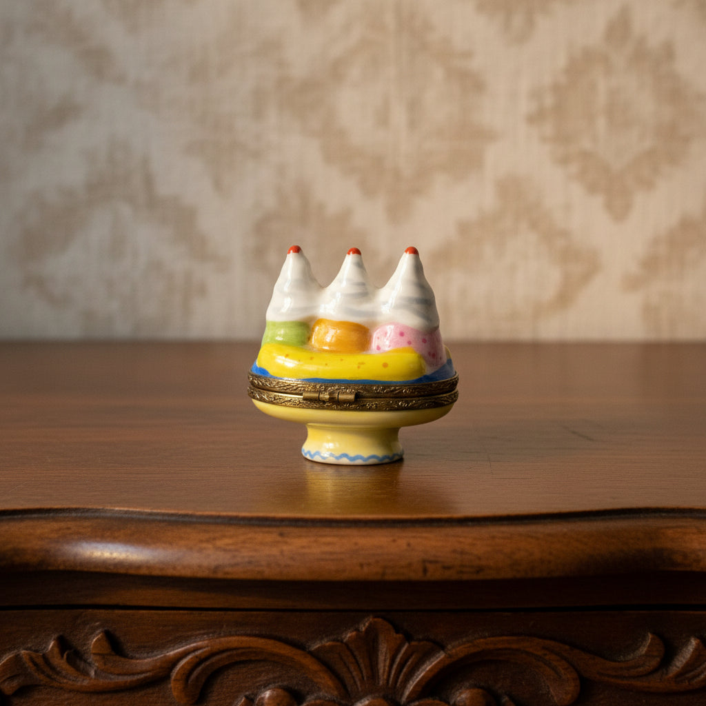 Small banana split ice cream trinket box.