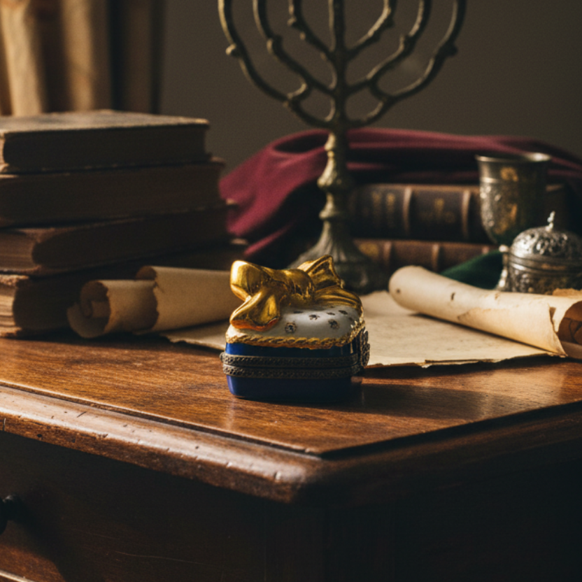 Blue and Gold Star of David Gift Limoges - LADYBIRD LAUGH