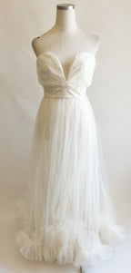 Nasty Gal Ivory Strapless Plunge Neck Tulle Dress - LADYBIRD LAUGH