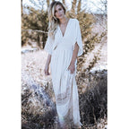 Clothing Long Sleeve Beach Bohemian Dresses Ladies O Neck Floral Maxi Casual Boho Dress With Kimono Sleeve