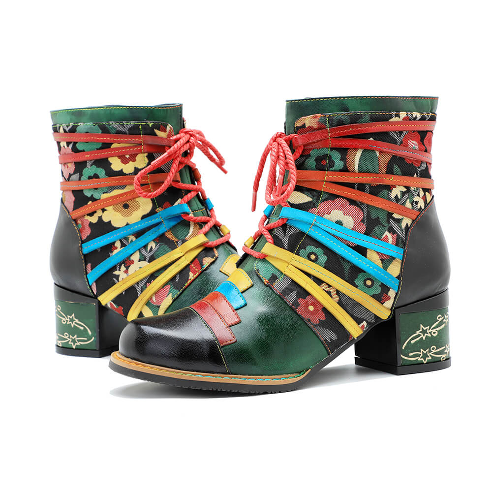 Vintage Handcrafted Patchwork Ankle Boots