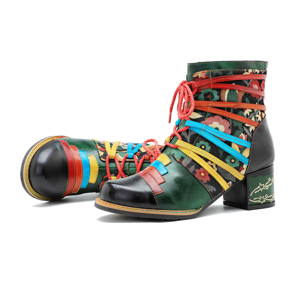 Vintage Handcrafted Patchwork Ankle Boots