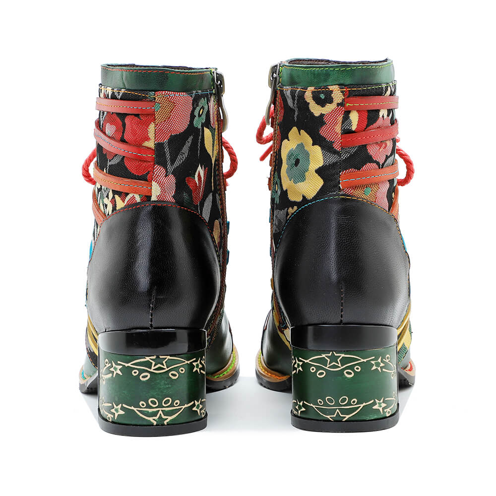 Vintage Handcrafted Patchwork Ankle Boots