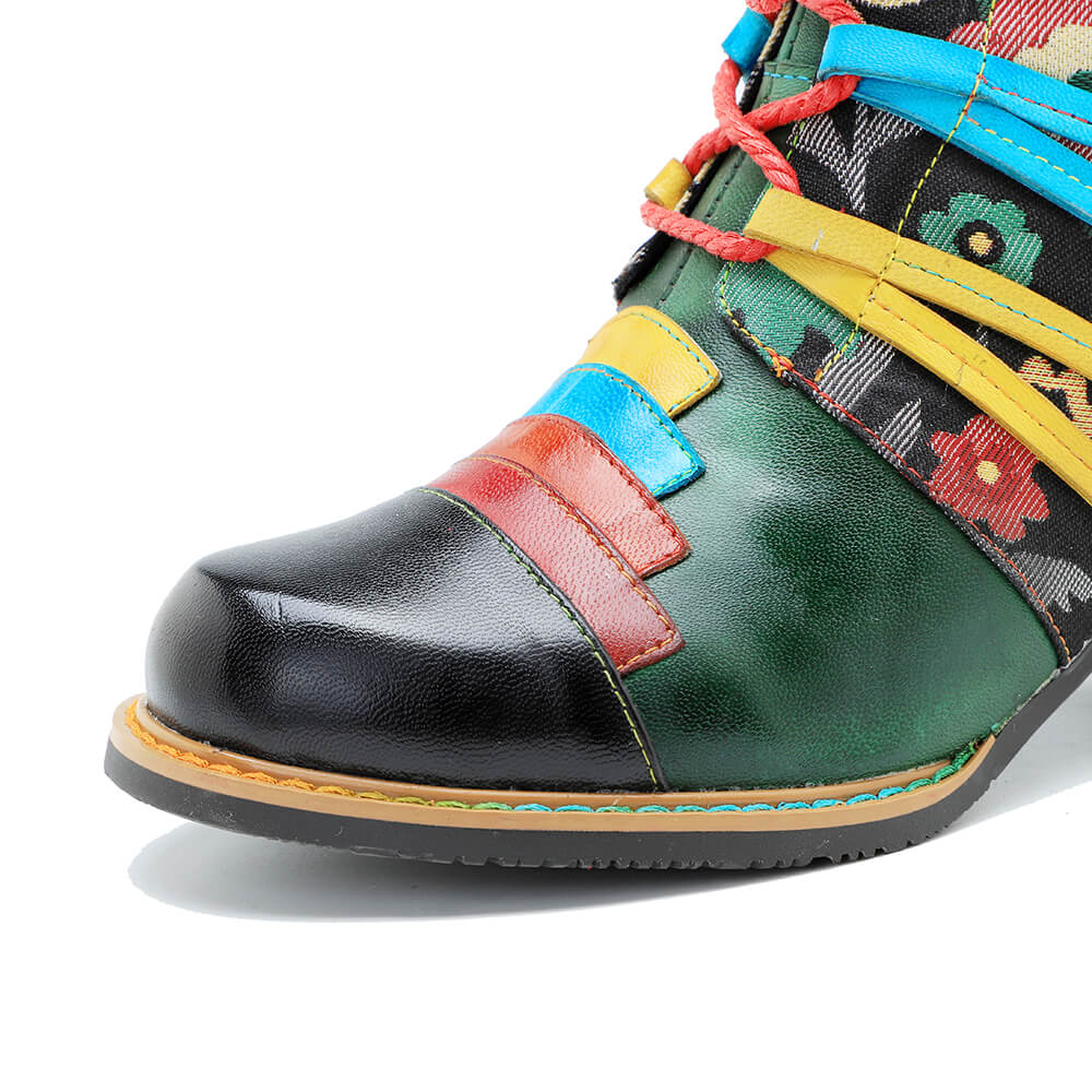 Vintage Handcrafted Patchwork Ankle Boots