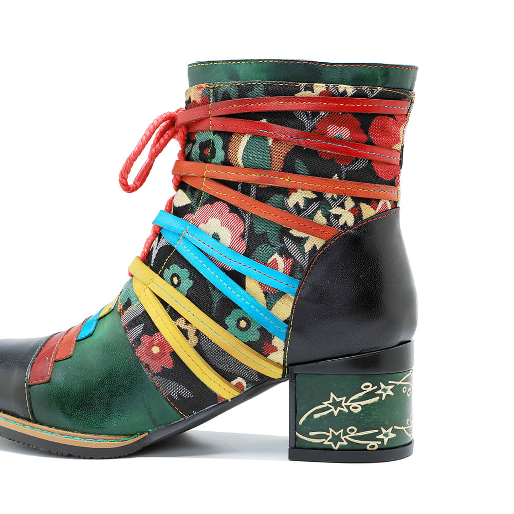 Vintage Handcrafted Patchwork Ankle Boots
