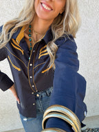 Prodigal Blues Pearl Snap Blouse