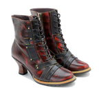 Vintage Handcrafted Mixed Leather High Heel Ankle Boots