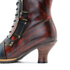 Vintage Handcrafted Mixed Leather High Heel Ankle Boots
