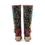 Vintage Handmade Floral Lace-up Boots