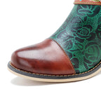 Vintage Handmade Floral Lace-up Boots